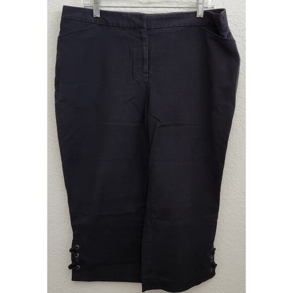 Rafaella Black Curvy Flat Front Cropped Pants 14 Lightweight Straight Leg - Picture 1 of 6